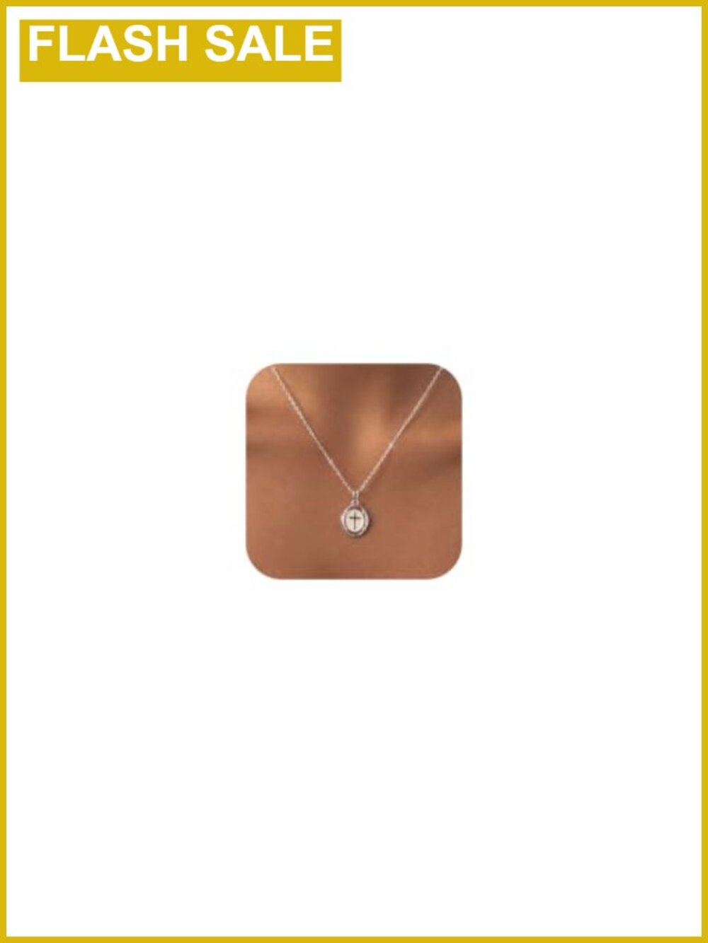14K Gold Plated Cross Necklace with Pearl-White Enamel Pendant
